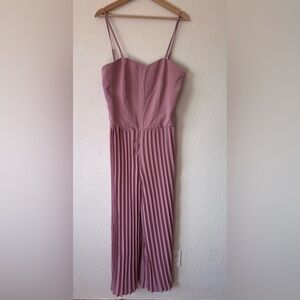 Pretty Garden Casual Pleated Wide Leg Romper in light pink mauve - Size XL NWT